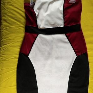 Strapless color block party dress